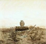 Caspar David Friedrich Landscape with Grave, Coffin and Owl oil on canvas